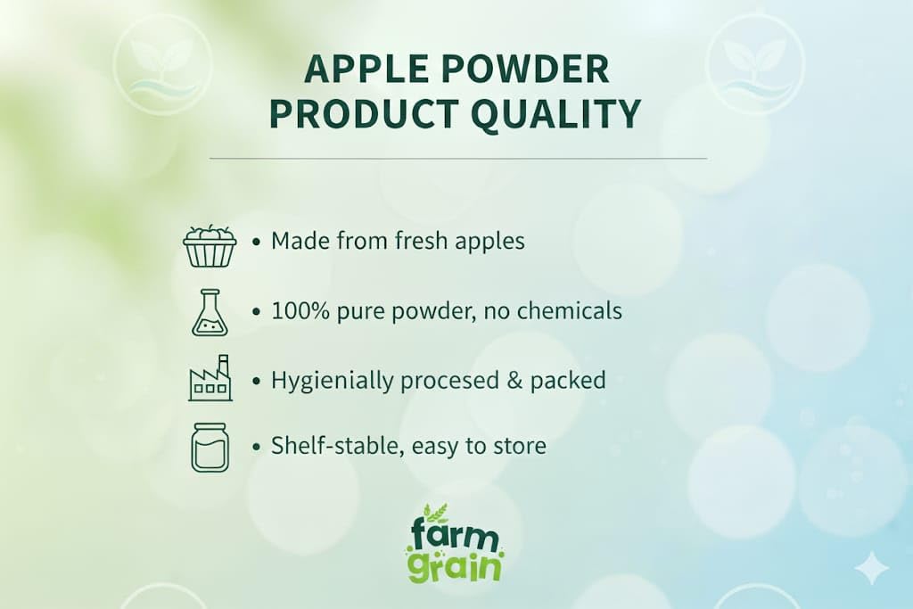 FARM GRAIN Apple Powder 250g | | No Added Sugar and Preservatives | Milkshakes | Dessert Recipes | Fruit Powder