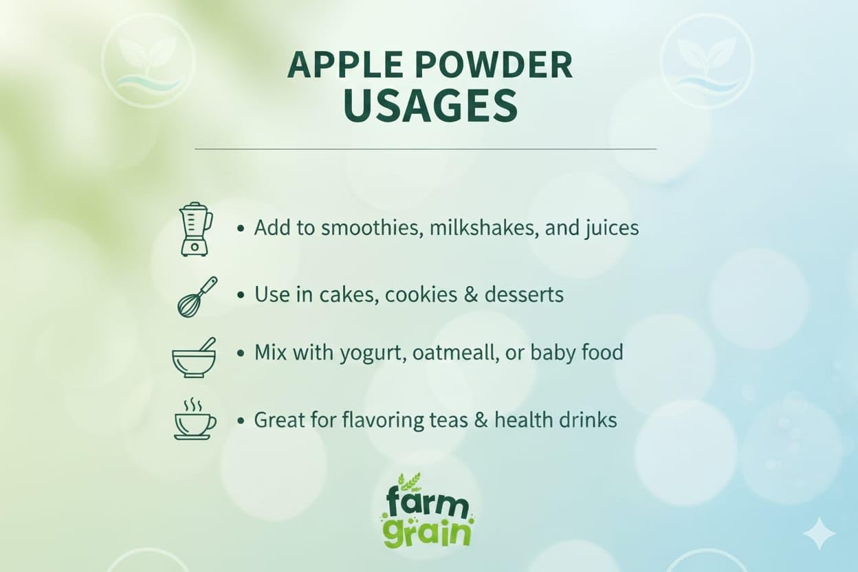 FARM GRAIN Apple Powder 250g | | No Added Sugar and Preservatives | Milkshakes | Dessert Recipes | Fruit Powder