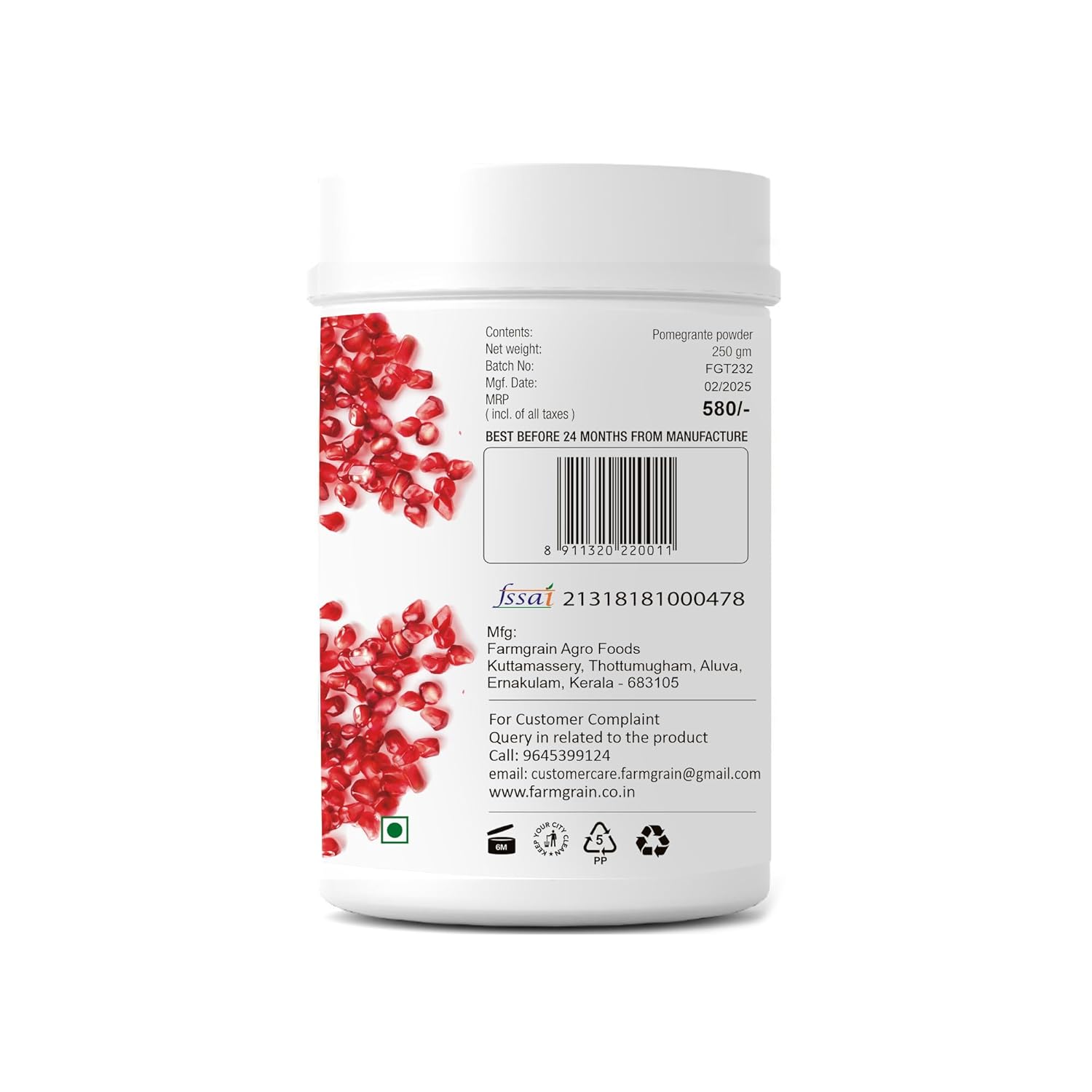 Pure Organic Pomegranate Anar Powder for Drinks & Face Packs 250g