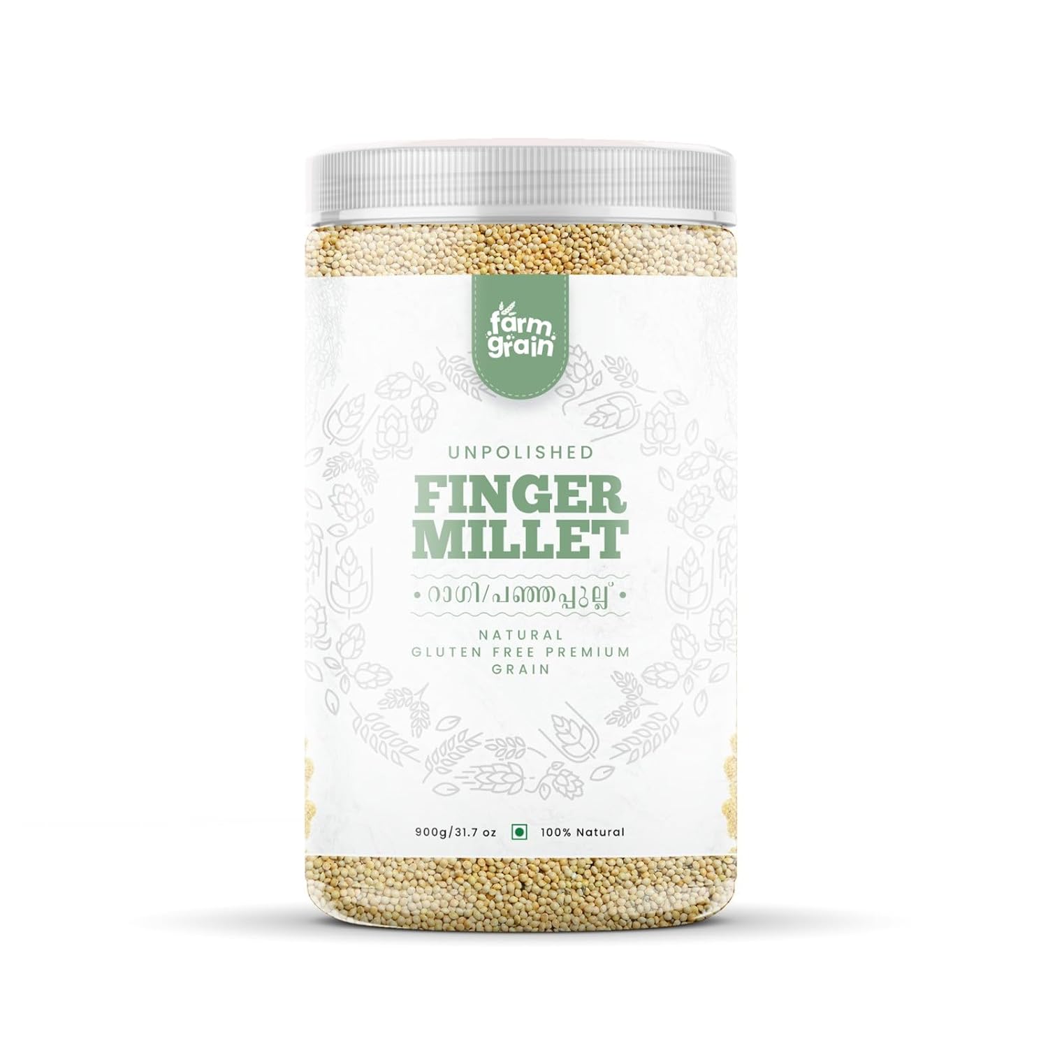FARM GRAIN Finger Millets (Ragi) - High Protein, Gluten-Free, Nutrient-Rich, Ideal for Healthy Meals, Smoothies, and Baking - 900g Pack, 100% Natural & Organic