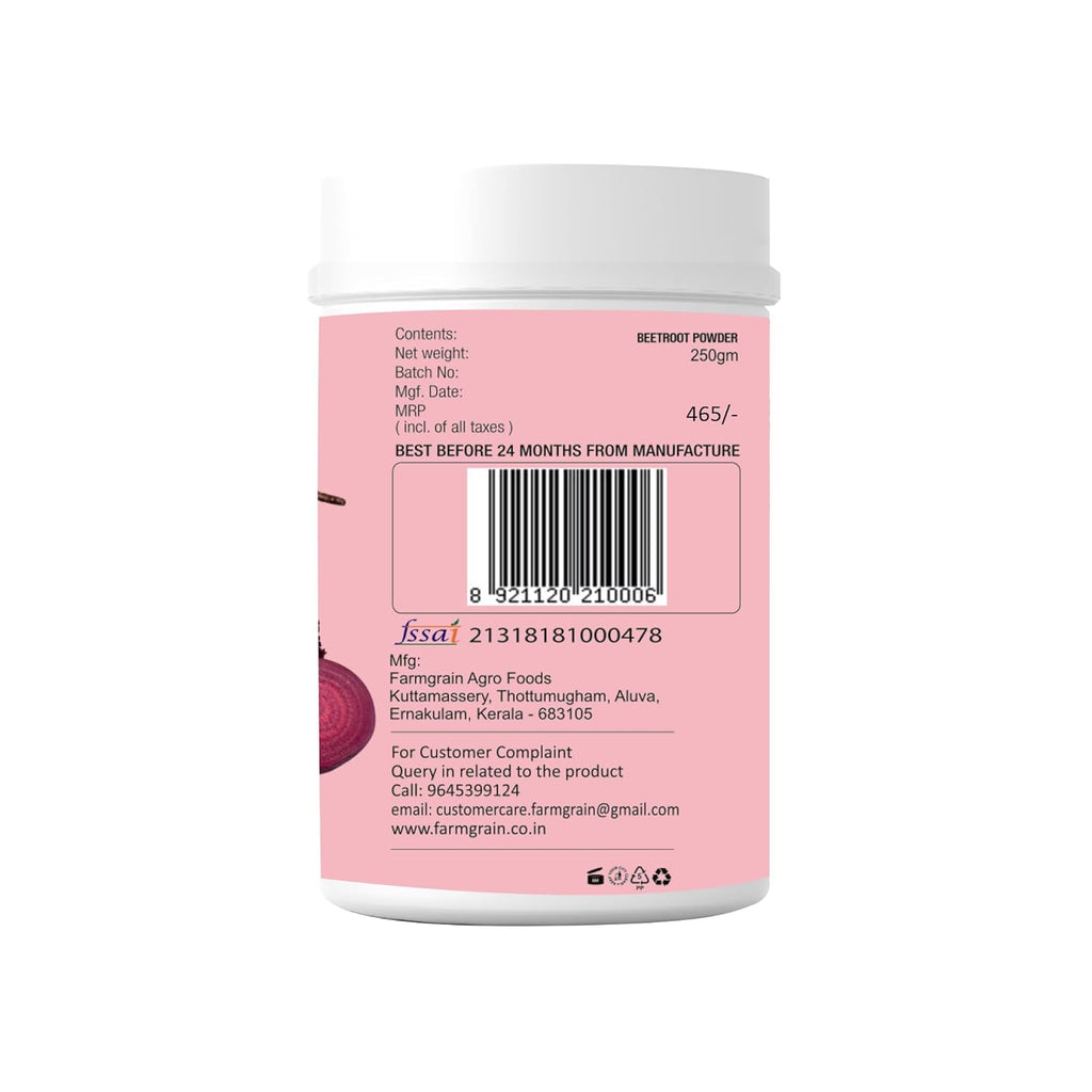 FARM GRAIN Natural Beetroot Powder 250g - Antioxidant Superfood for Peak Performance