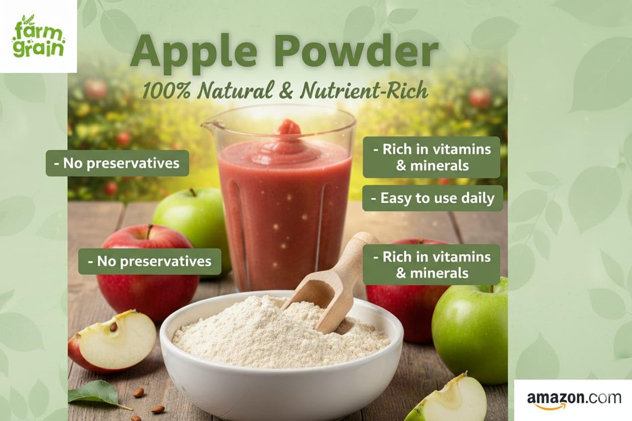 FARM GRAIN Apple Powder 250g | | No Added Sugar and Preservatives | Milkshakes | Dessert Recipes | Fruit Powder