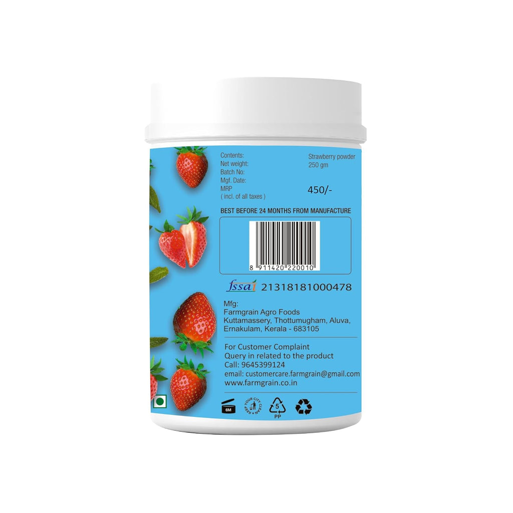 FARM GRAIN Pure Freeze-Dried Raw Strawberry Powder: Smoothies, Baking, Skincare