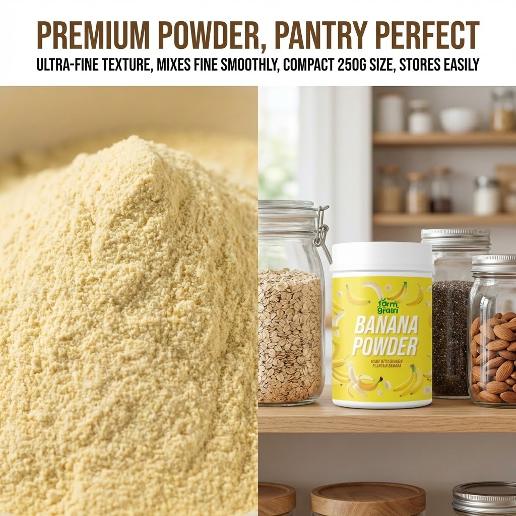 Banana Powder, Organic Traditional South Indian Food, White, Natural with No Additives or Preservatives, 250 Grams, Easy to Digest