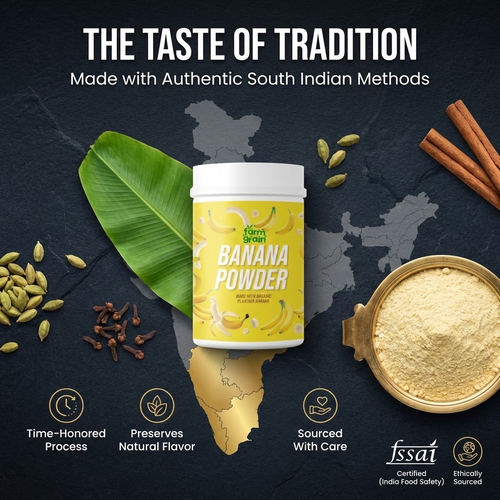 Banana Powder, Organic Traditional South Indian Food, White, Natural with No Additives or Preservatives, 250 Grams, Easy to Digest