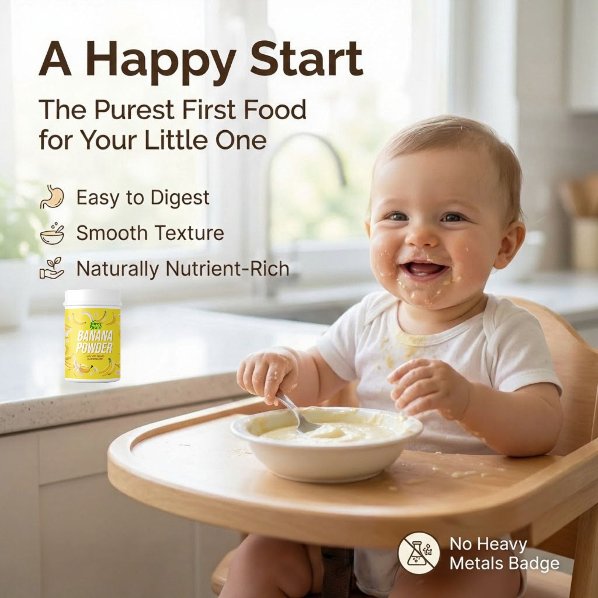 Banana Powder, Organic Traditional South Indian Food, White, Natural with No Additives or Preservatives, 250 Grams, Easy to Digest