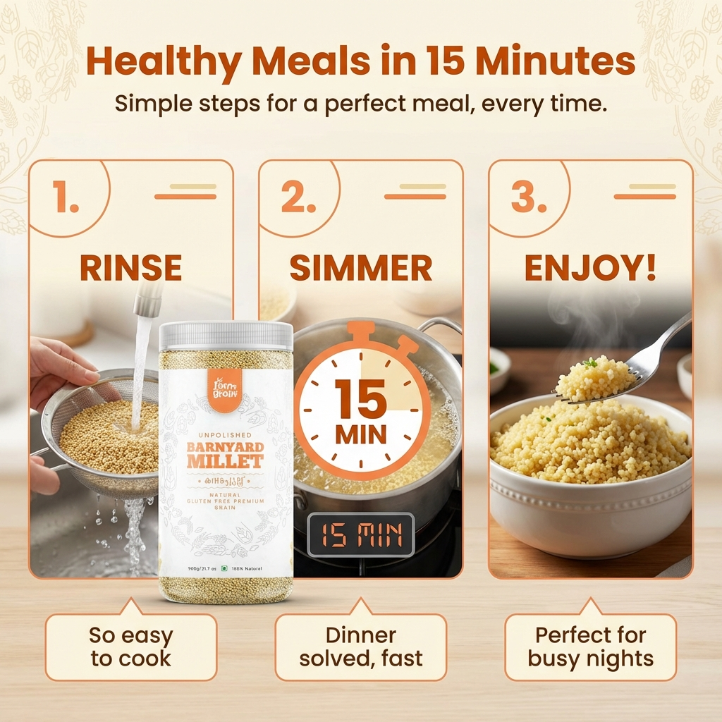 Barnyard Millet | 100% Natural & Gluten-Free | Khira Seeds | Rice Replacement | Cooks in 15 Minutes - 900g