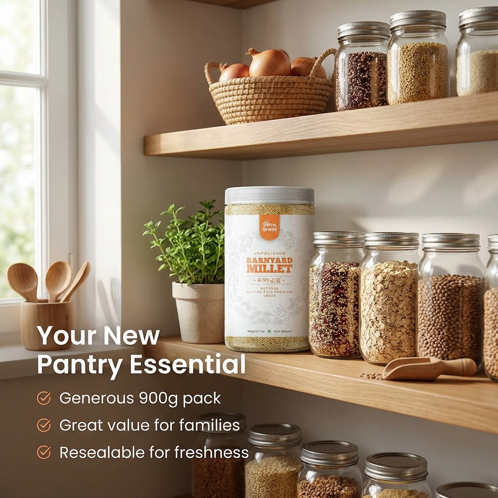 Barnyard Millet | 100% Natural & Gluten-Free | Khira Seeds | Rice Replacement | Cooks in 15 Minutes - 900g