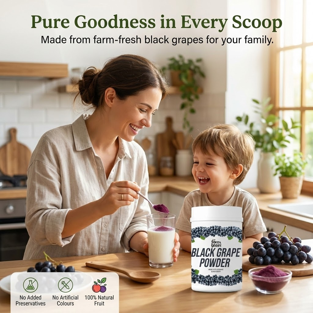 FARM GRAIN Black Grape Powder for Juice/Cooking 250g | Ready to use Pure Grape Fruit Powder | No added Colours & Preservatives