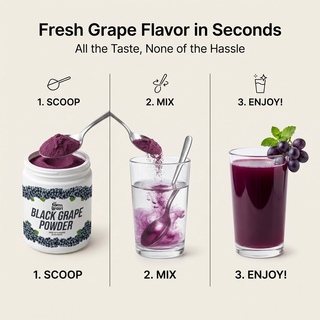 Black Grape Powder for Juice/Cooking 250g | Ready to use Pure Grape Fruit Powder | No added Colours & Preservatives