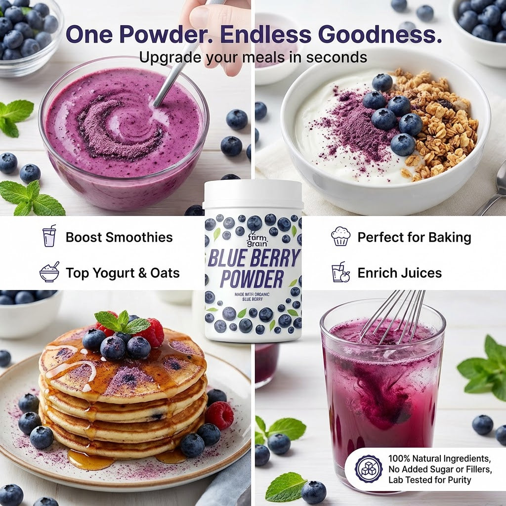 Blueberry Powder - 250g | Spray Dried (Blueberries) | Superfood Powder for Smoothies, Juices, Baking, and Energy Drinks