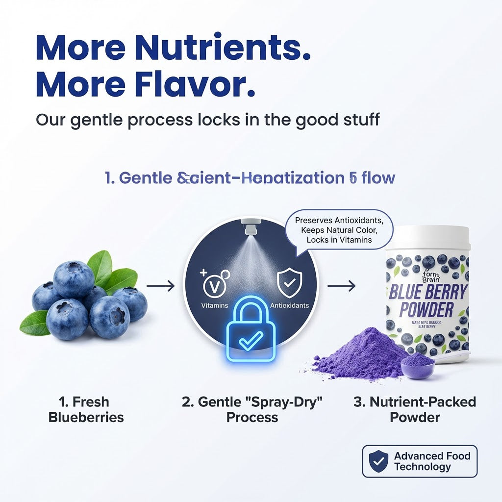 Blueberry Powder - 250g | Spray Dried (Blueberries) | Superfood Powder for Smoothies, Juices, Baking, and Energy Drinks