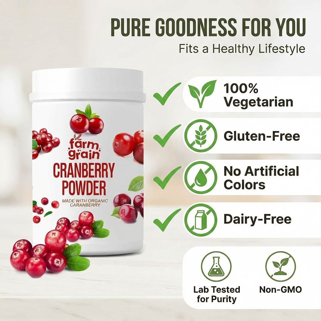 Cranberry Powder Made With Organic Carnberry 250g | High Antioxidants, Dietary Fiber | No Gluten | Immunity Booster