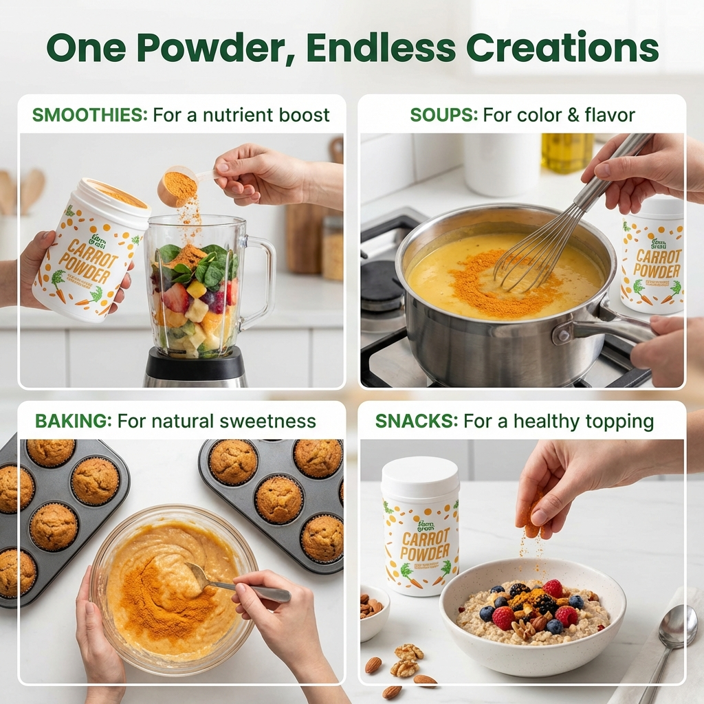 Carrot Powder 250 gm Earthy Flavor and Rich Source of Vitamins Culinary Uses Carrot powder for Drinking Perfect for Smoothies, Soups, Baked Goods, and Snacks