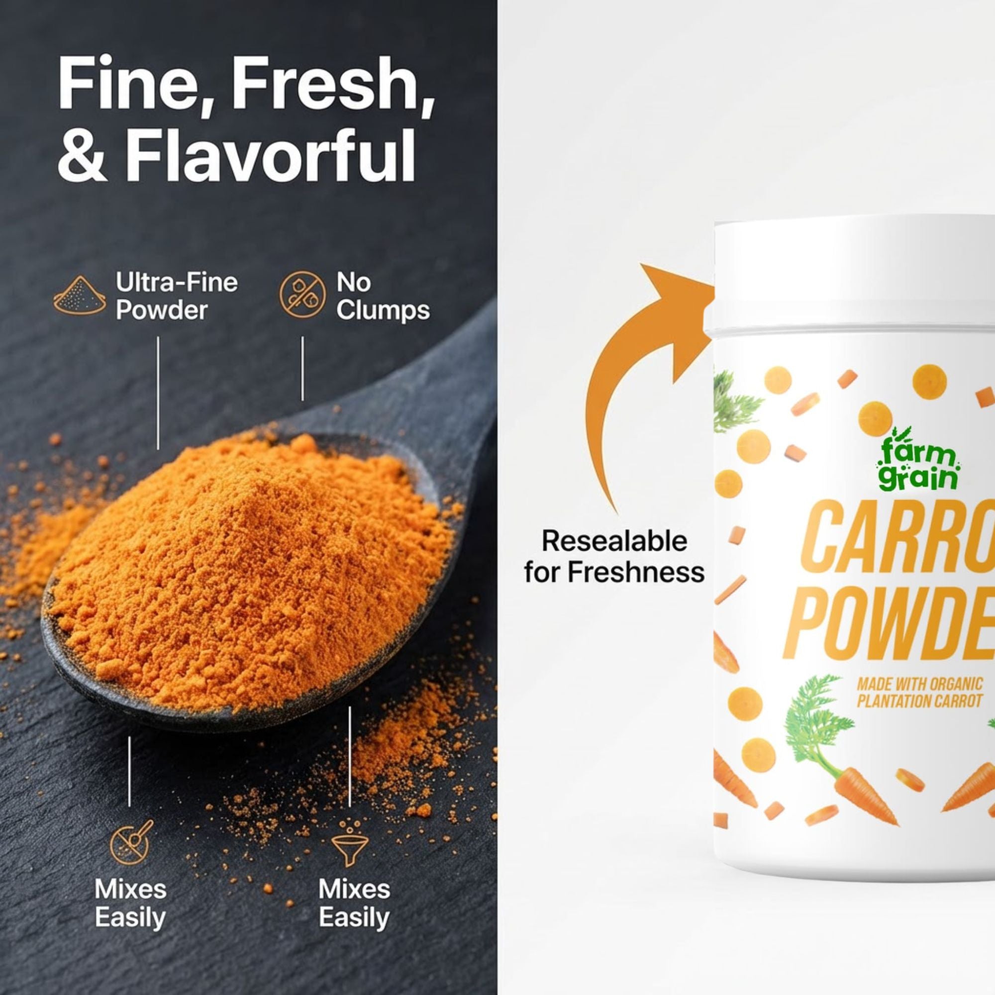 Carrot Powder 250 gm Earthy Flavor and Rich Source of Vitamins Culinary Uses Carrot powder for Drinking Perfect for Smoothies, Soups, Baked Goods, and Snacks