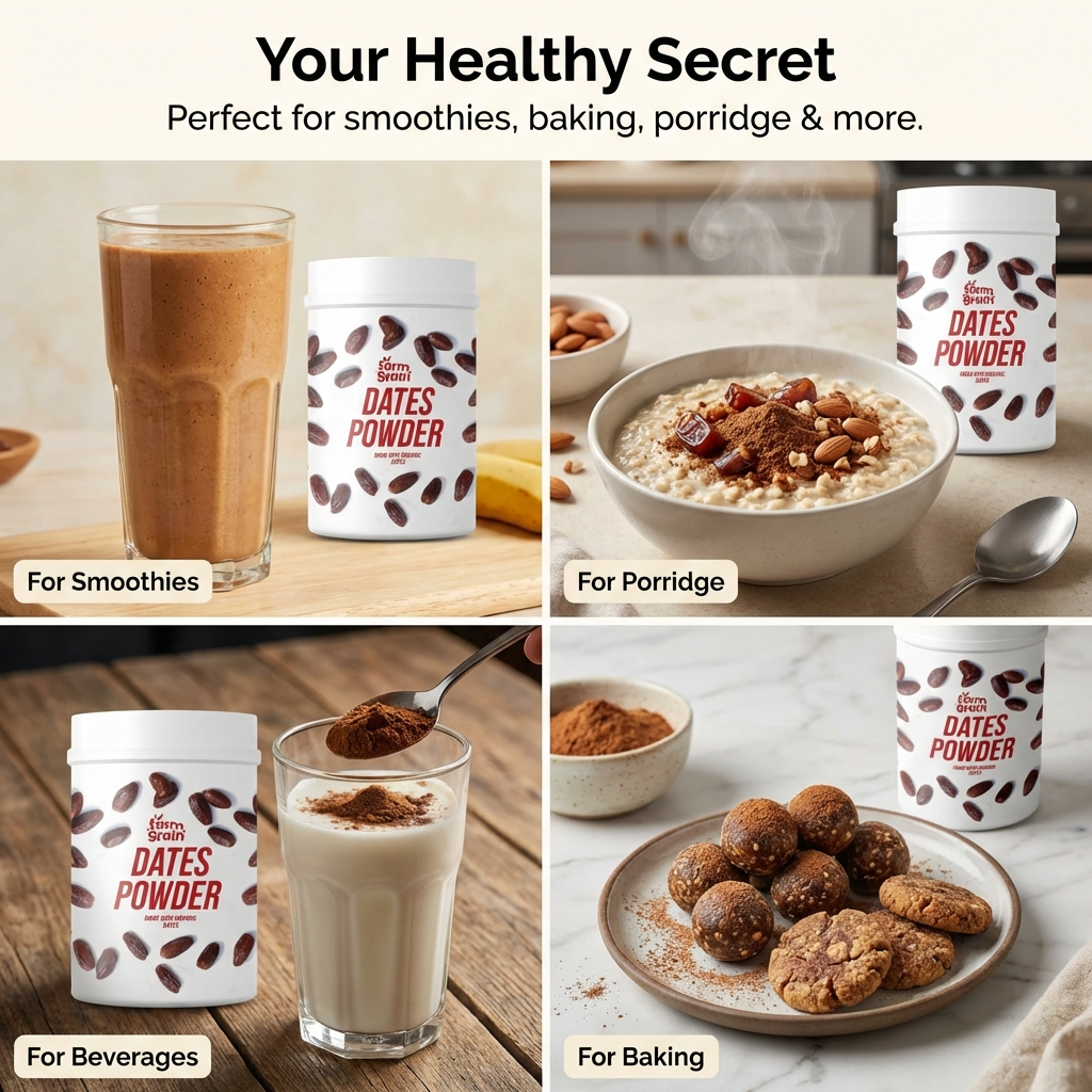 Dates Powder | Kharik/Khajur Powder | 100% Natural Sweetener | No Preservatives, No Chemicals | Healthy Substitute for Refined Sugar | Dates Powder for Little Ones - 250g