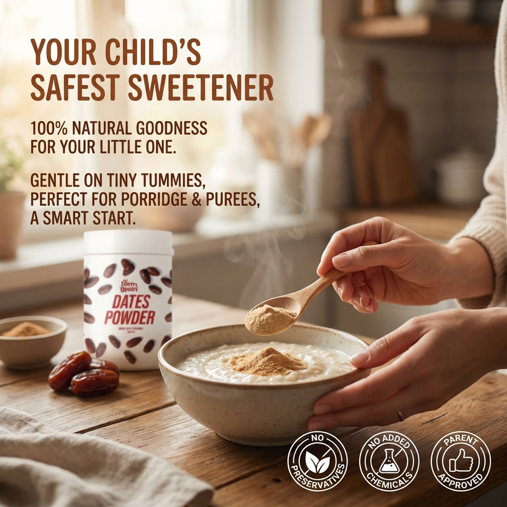 Dates Powder | Kharik/Khajur Powder | 100% Natural Sweetener | No Preservatives, No Chemicals | Healthy Substitute for Refined Sugar | Dates Powder for Little Ones - 250g