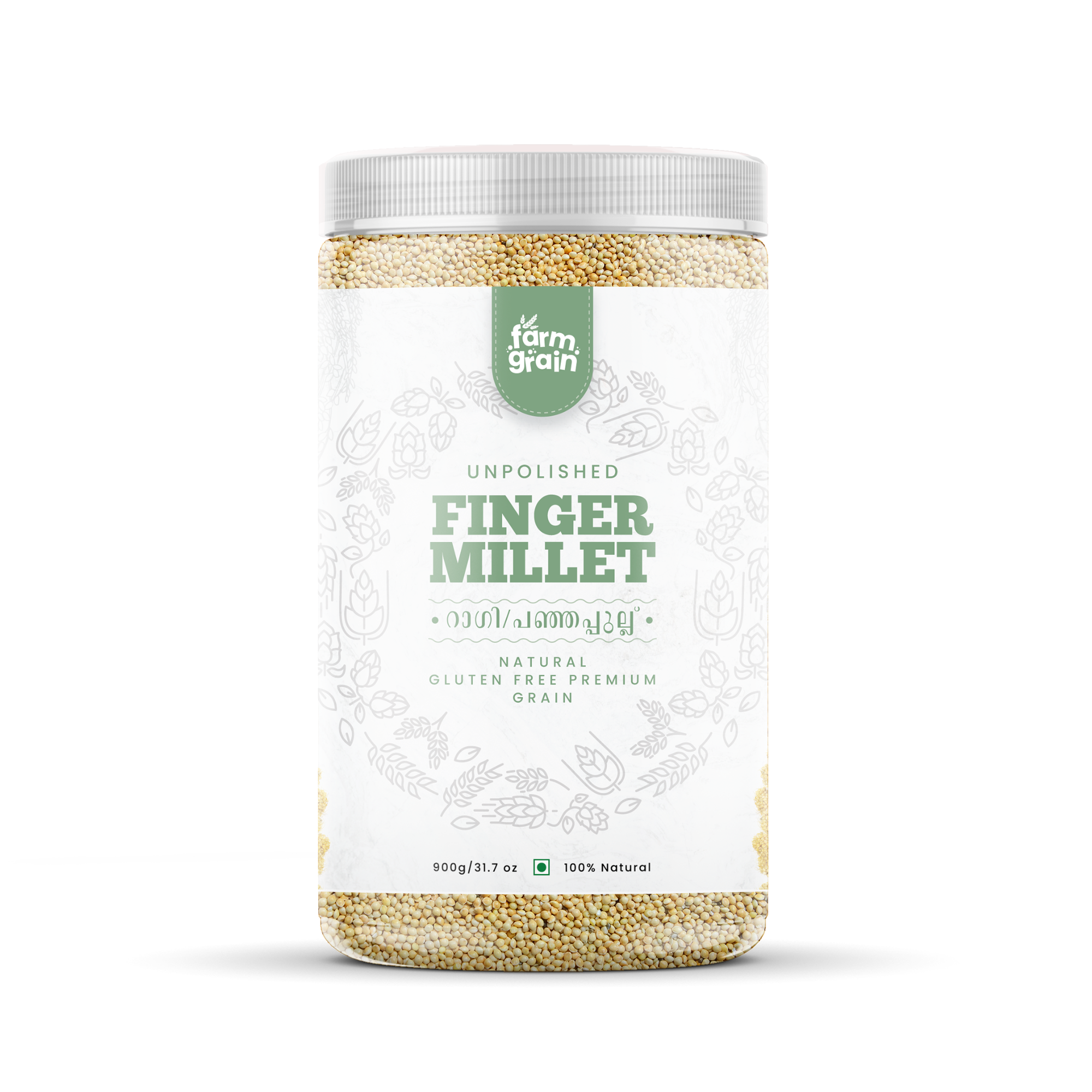 Finger Millets (Ragi) - High Protein, Gluten-Free, Nutrient-Rich, Ideal for Healthy Meals, Smoothies, and Baking - 900g Pack, 100% Natural & Organic