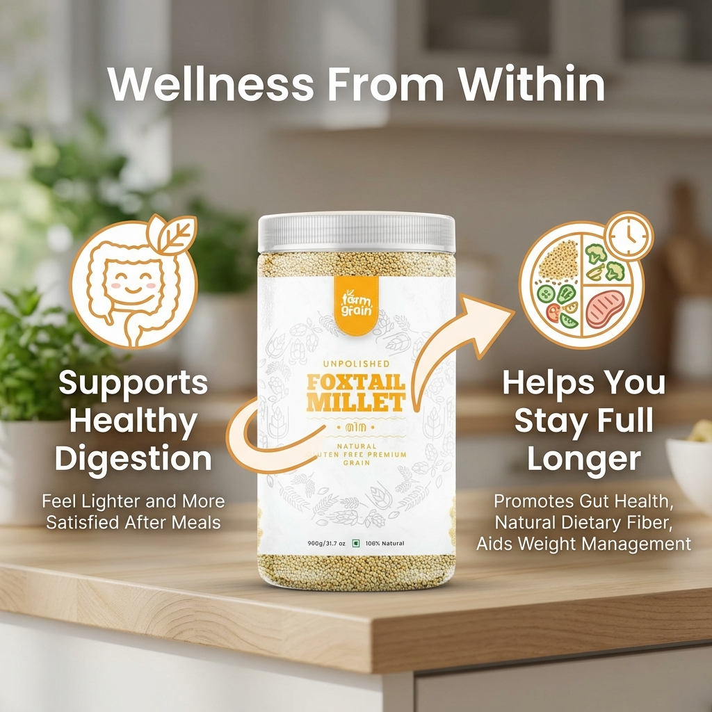 Foxtail Millet Whole Grain | Kangani Seeds | Rice Replacement | High Fibre and Plant Protein | Gluten Free | Cooks in 10 minutes - 900g