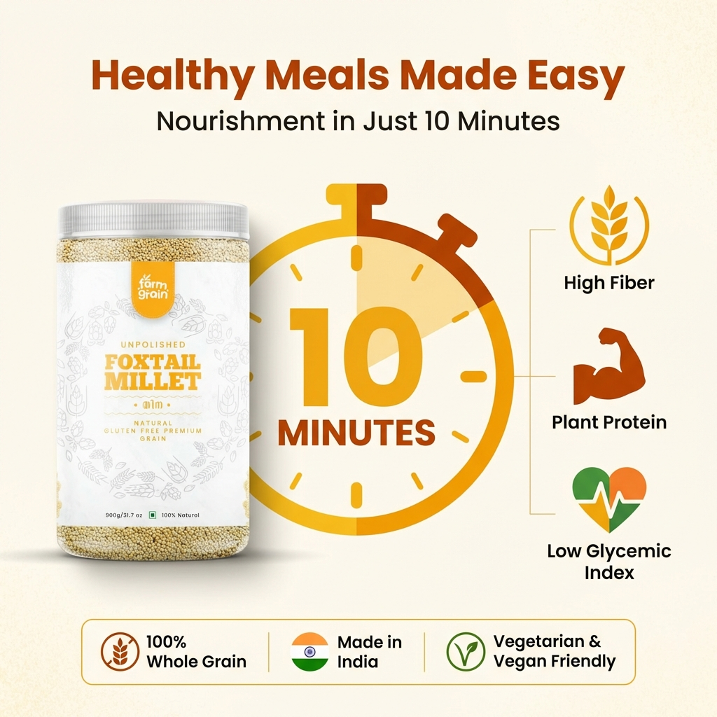 Foxtail Millet Whole Grain | Kangani Seeds | Rice Replacement | High Fibre and Plant Protein | Gluten Free | Cooks in 10 minutes - 900g