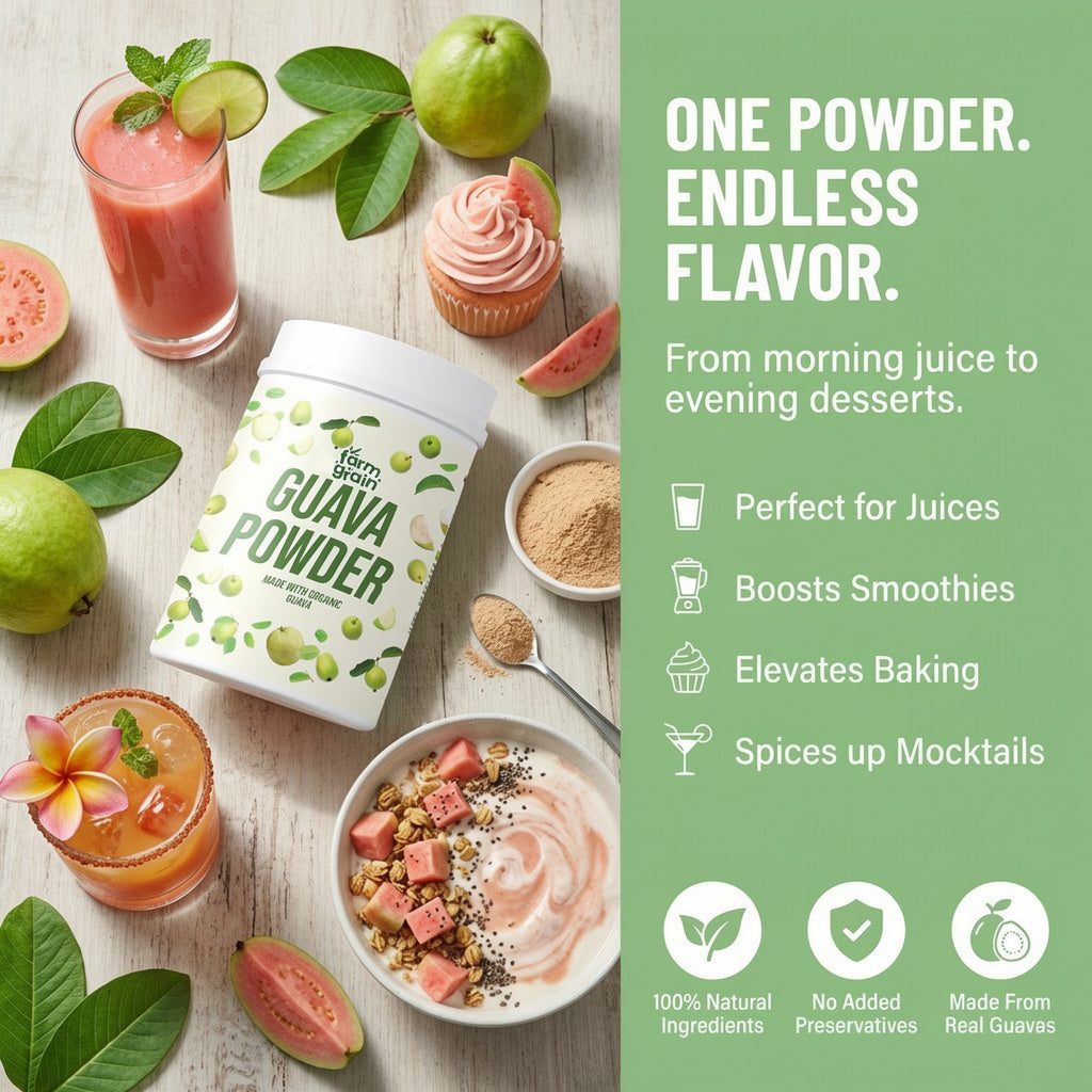 Guava Powder - 250g | For Juices, Moctails, cocktail mix | Spicy gauva Juice | Cake | Milkshake, Immunity Booster Ingredient in beverages