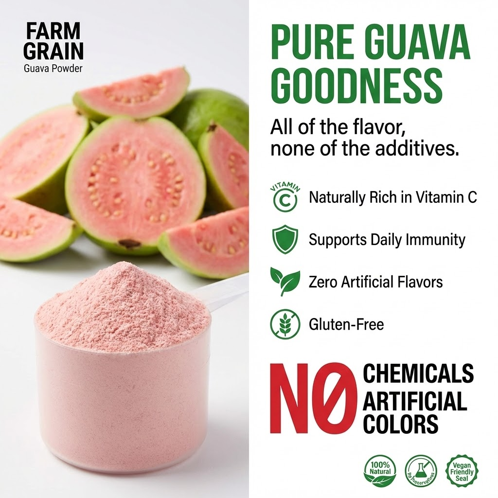 Guava Powder - 250g | For Juices, Moctails, cocktail mix | Spicy gauva Juice | Cake | Milkshake, Immunity Booster Ingredient in beverages