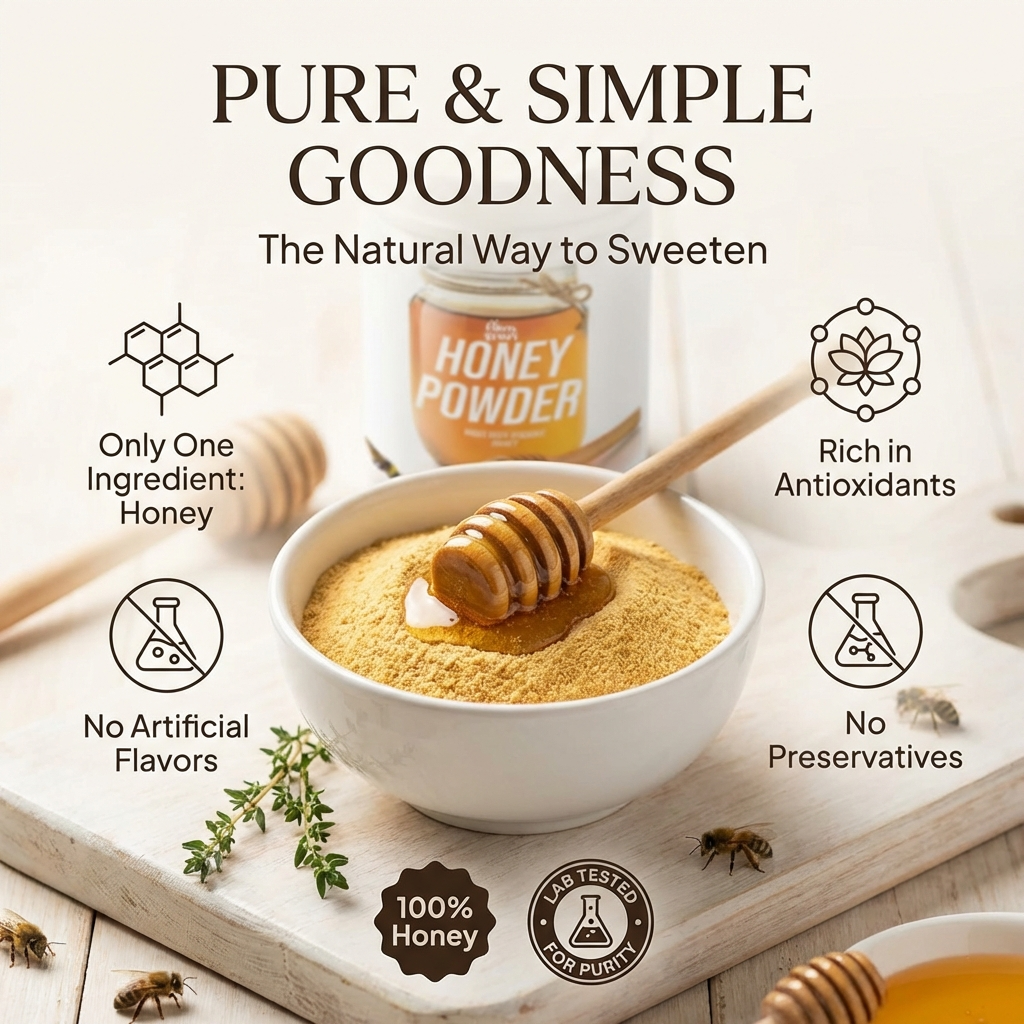 Honey Powder - Natural Sweetener | Dried Honey for Food, Beverages, Bakery, Cosmetics