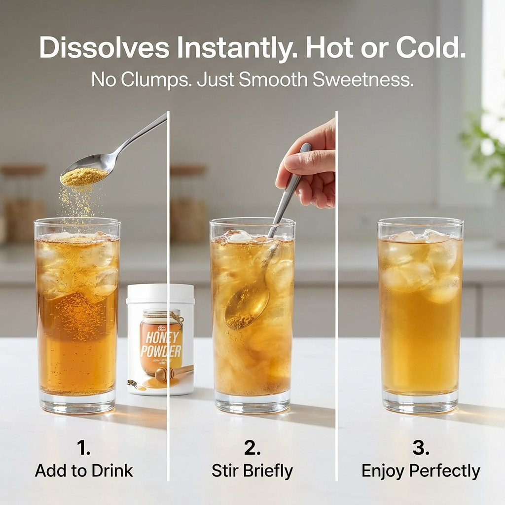 Honey Powder - Natural Sweetener | Dried Honey for Food, Beverages, Bakery, Cosmetics