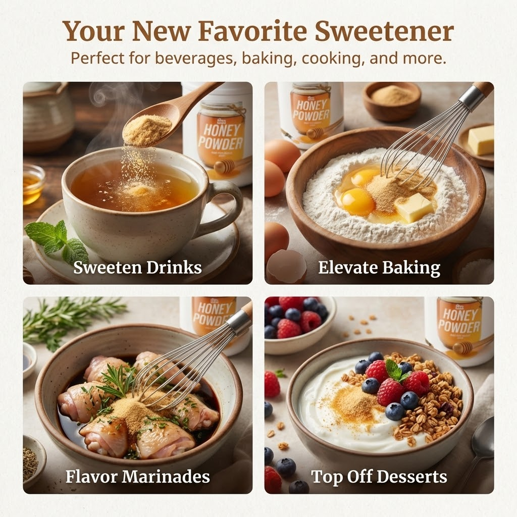 Honey Powder - Natural Sweetener | Dried Honey for Food, Beverages, Bakery, Cosmetics