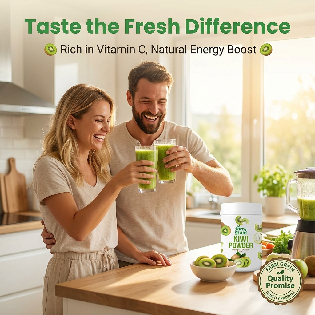 Kiwi Fruit Juice Powder, Natural Freeze Dried, Tangy, Vegan, Gluten-Free, No Sugar Added, Superfood for Smoothies, Drinks, Baking, 250gm Jar