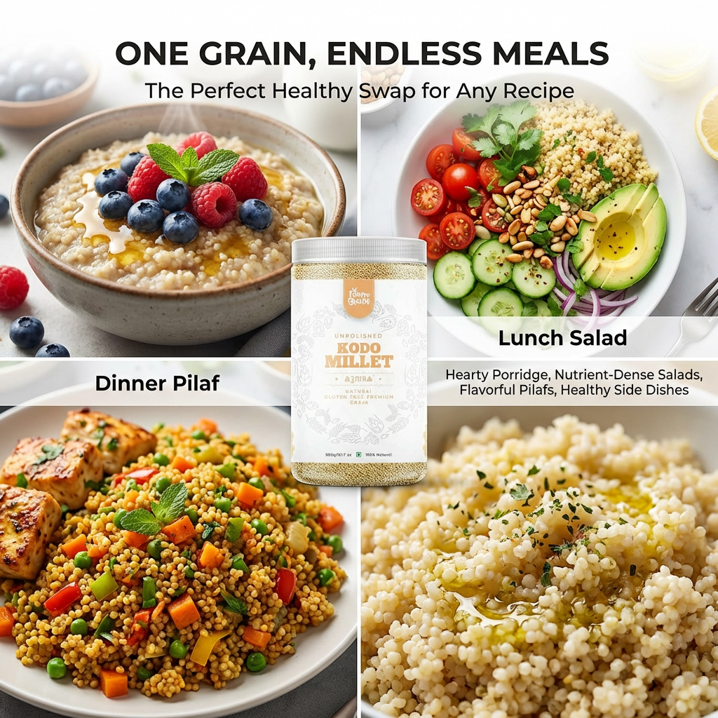 Kodo Millet Unpolished | 100% Natural & Gluten Free | Cooks In 15Mins | Kodri Seeds | High Fiber Minor Millets | Wholegrain | Low Gi - 900g