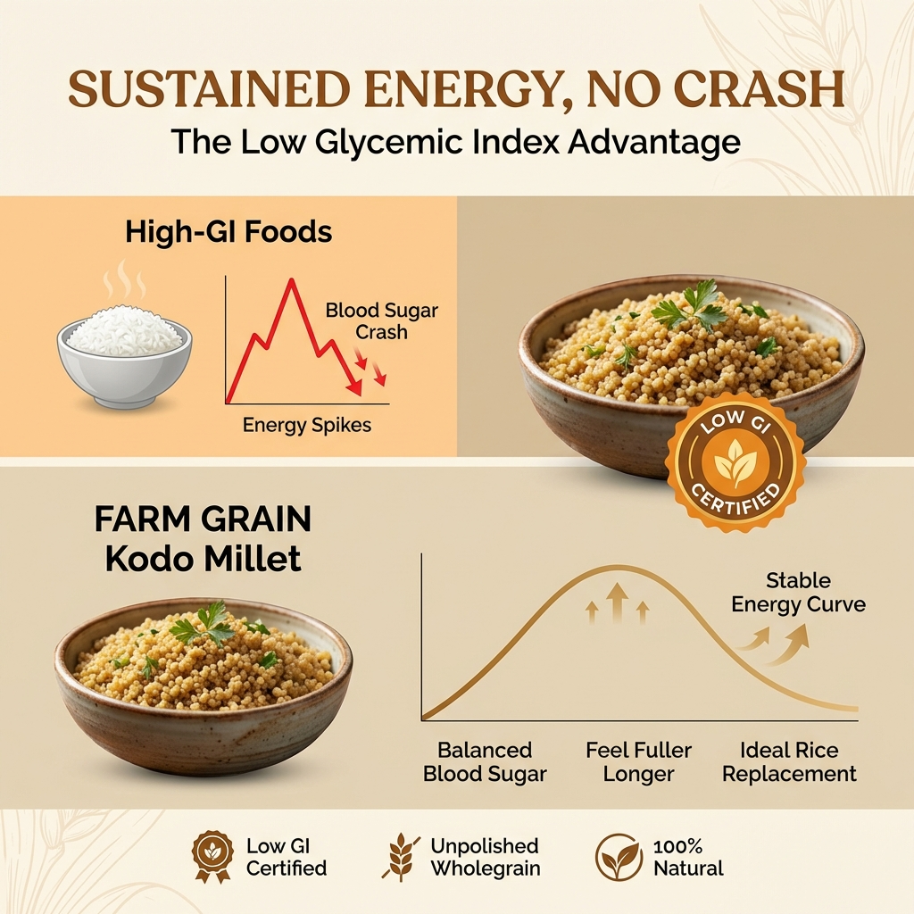 Kodo Millet Unpolished | 100% Natural & Gluten Free | Cooks In 15Mins | Kodri Seeds | High Fiber Minor Millets | Wholegrain | Low Gi - 900g