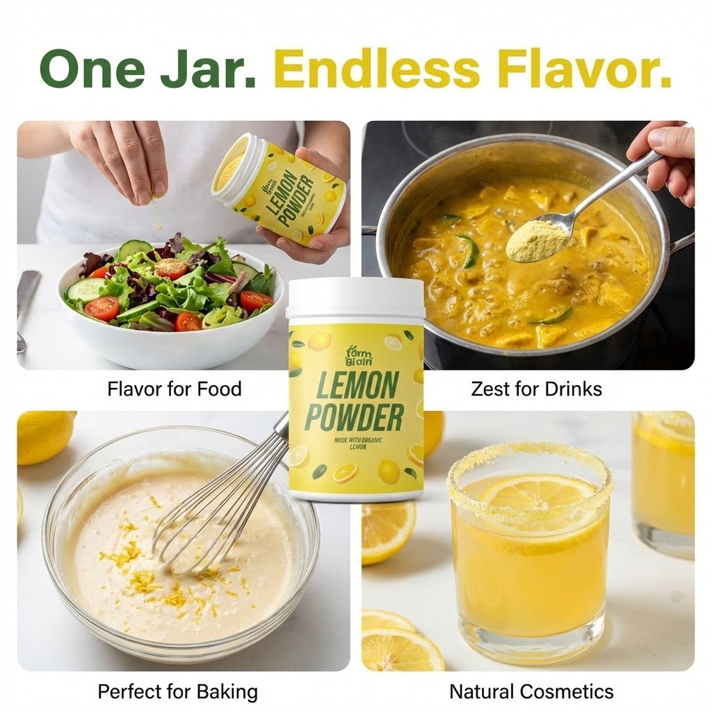 Lemon Powder - 250g | For food | juice | Lemonade | Ingredient in beverages like, Mocktails, cooking, baking, cosmetics | No Artificial colour | No preservatives | No added sugar