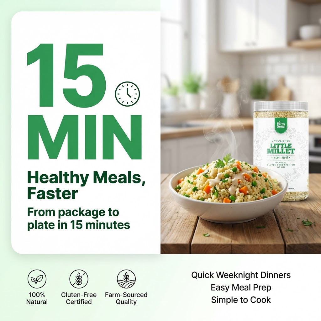 Little Millet Unpolished | 100% Natural & Gluten-Free | High Fiber Rice Alternative | Kutki Seeds | Cooks in 15 Minutes - 900g