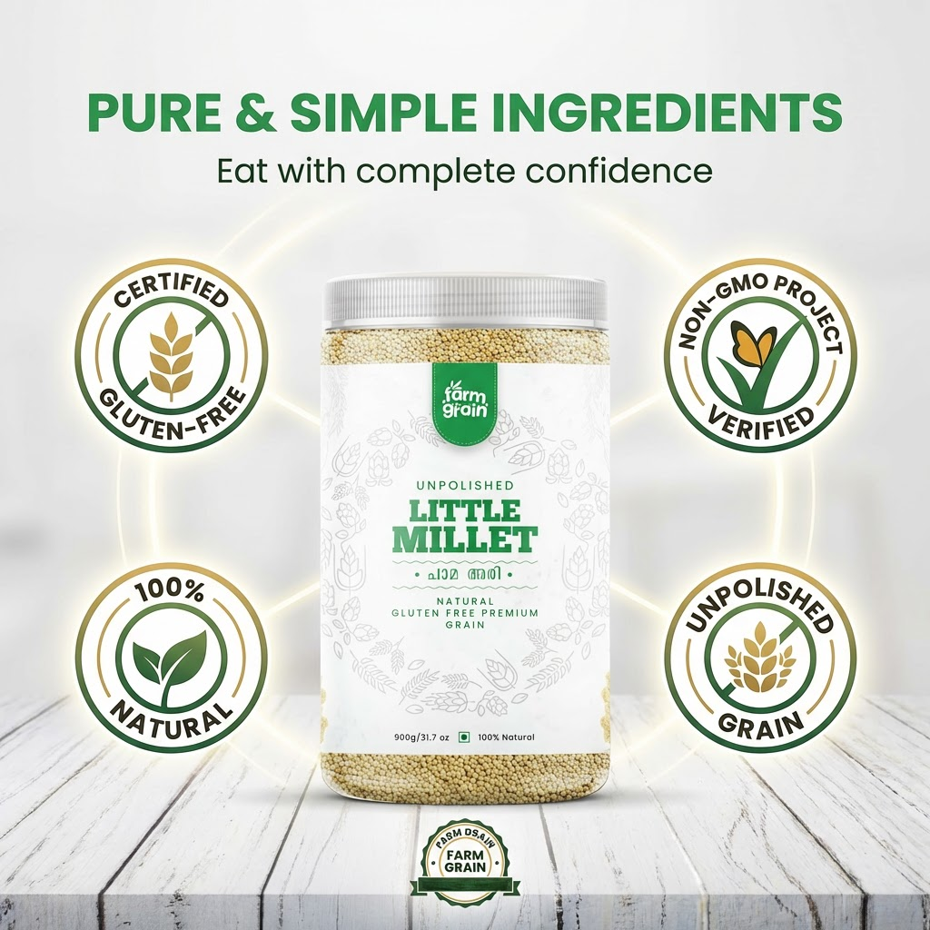 Little Millet Unpolished | 100% Natural & Gluten-Free | High Fiber Rice Alternative | Kutki Seeds | Cooks in 15 Minutes - 900g