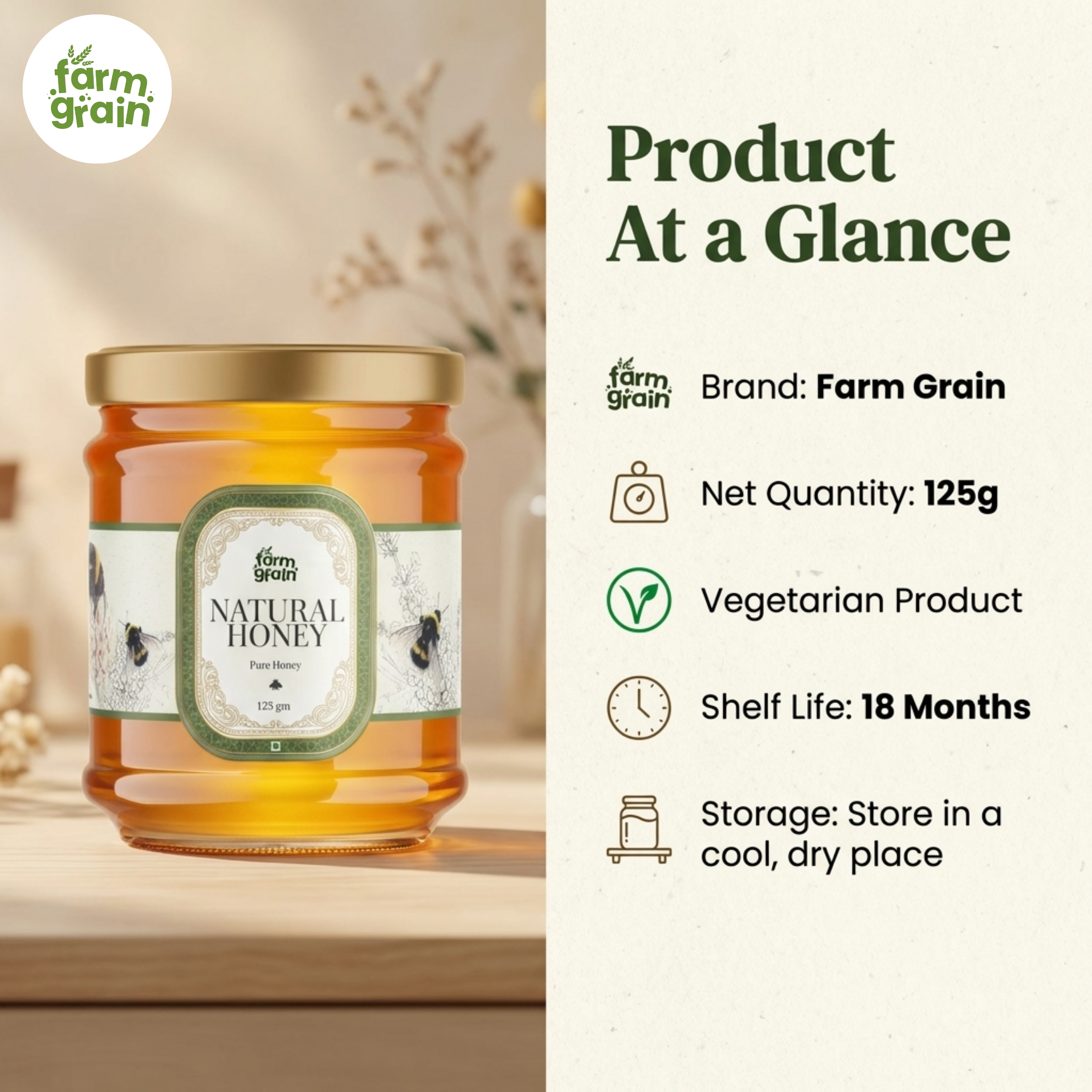 Natural Honey Organic 125gm