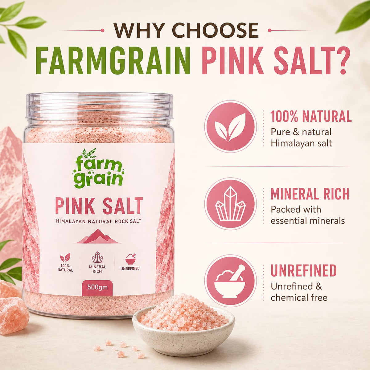Pink salt(Himalayan salt)500g (2pack)