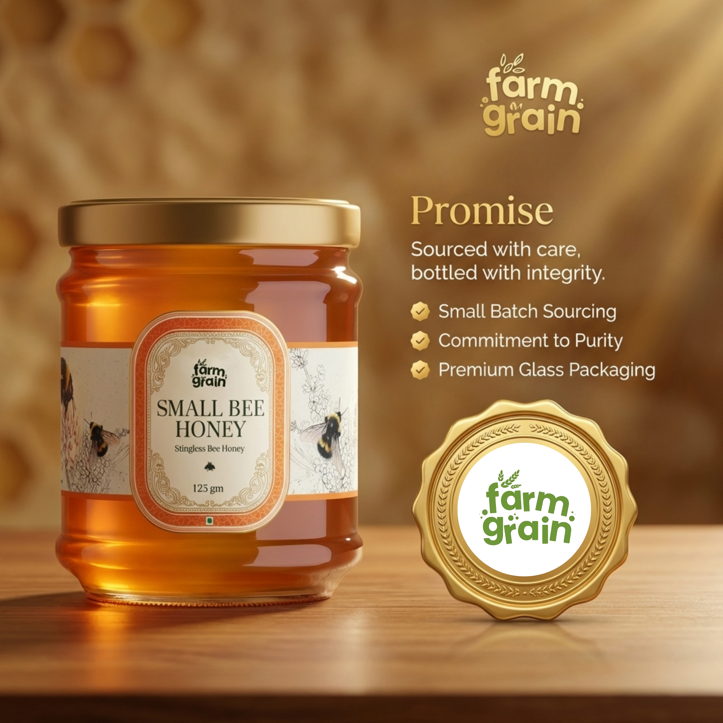 Small bee Honey (string Honey) organic 125g
