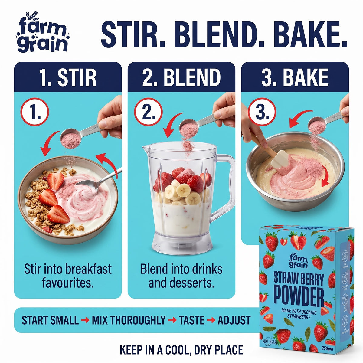 Strawberry Powder Spray Dried 250gm Smoothies, Baking, Skincare