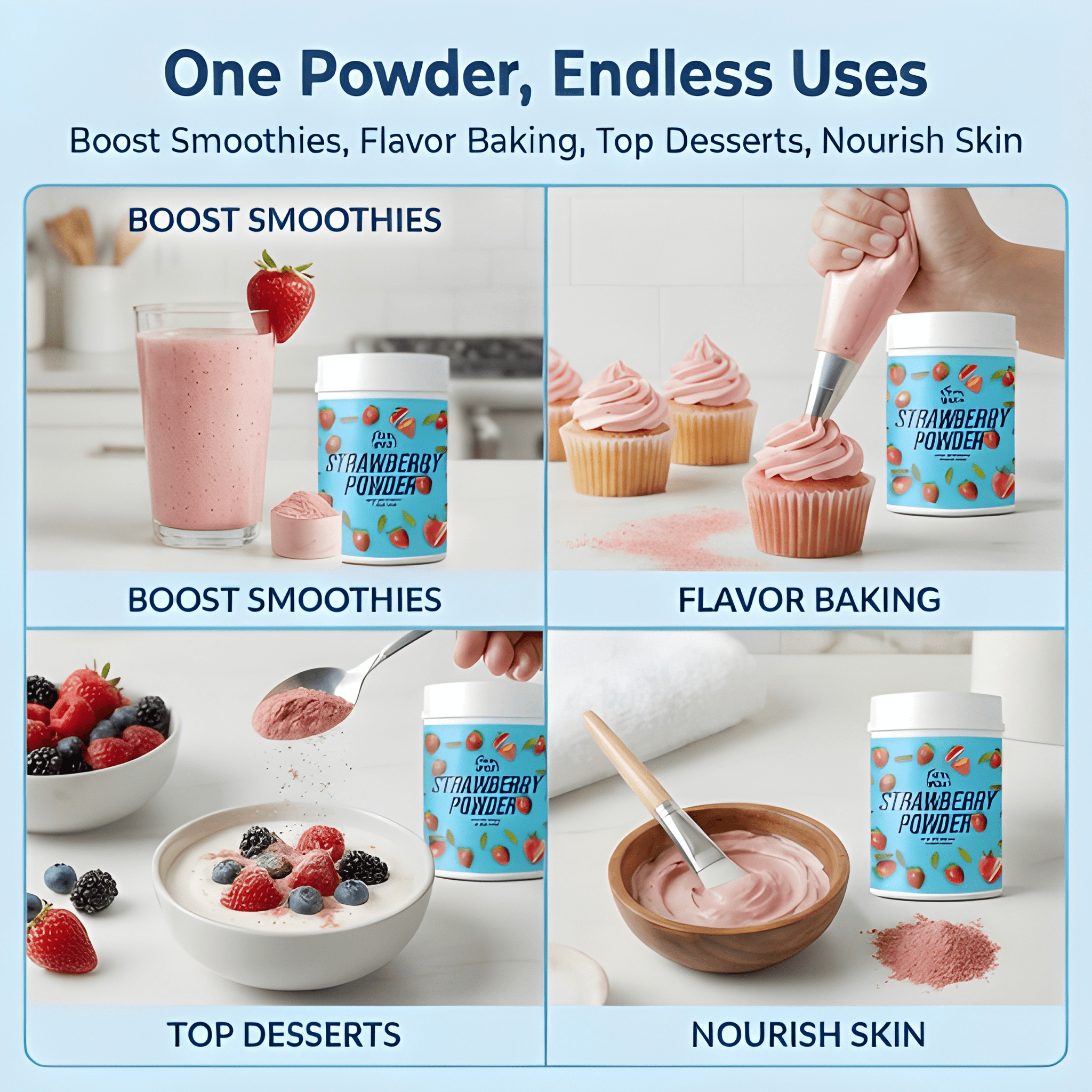 Strawberry Powder Spray Dried 250gm Smoothies, Baking, Skincare