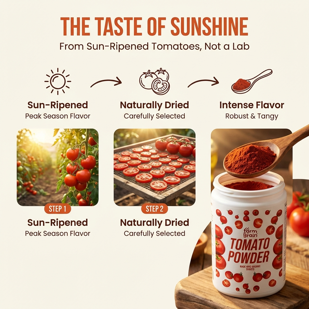 Tomato Powder - 250g | Ready to Use | Robust and Tangy | Seasoning and Cooking | Sun-Ripened | Versatile Use